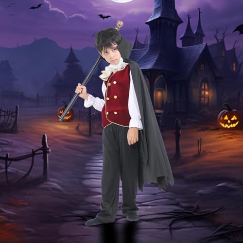 Disfraz de Vampiro Negro para Niños 10-12 Años miniatura 4