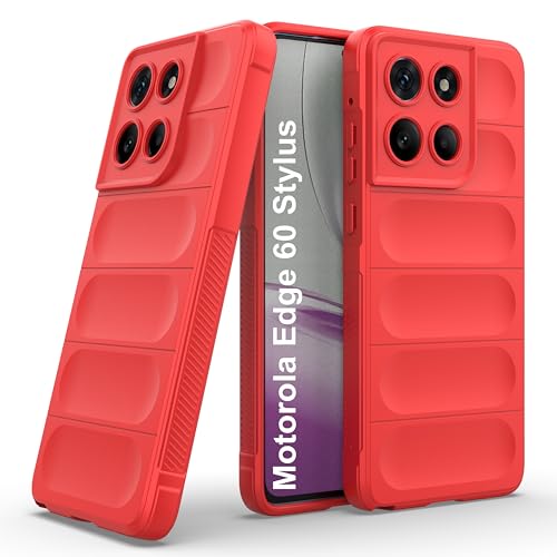 amazon basics Back Case Cover for Motorola Edge 60 Stylus | Compatible for Motorola Edge 60 Stylus Back Cover | Liquid Silicon Magic Case with Camera Protection | Red