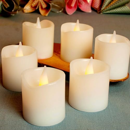 hellum LED Kerzen weiß 6 Stück, Echtwachs Kerzen flackernde Flamme...