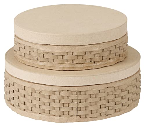 Decopatch BTS082C, Assortment of 2 round braided boxes, Trendy storage boxes, Home decoration