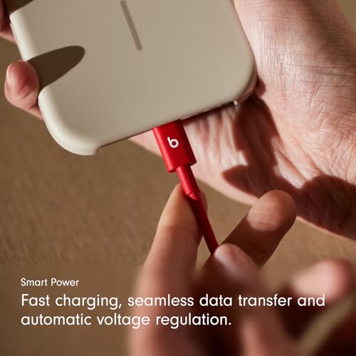 Image of Beats USB-C to USB-C Woven Cable Fast Charging Durable /Tangle-Free Compatible Charger for Apple & Android Devices (1.5 m, 5 ft) - Rapid Red