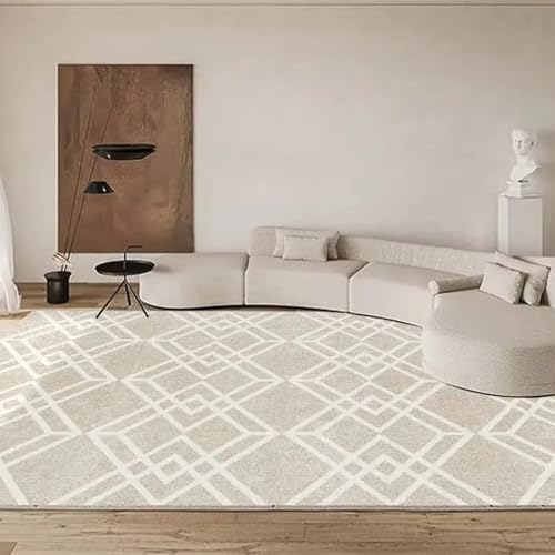 Tapis de salon moderne blanc lavable en machine et ultra doux
