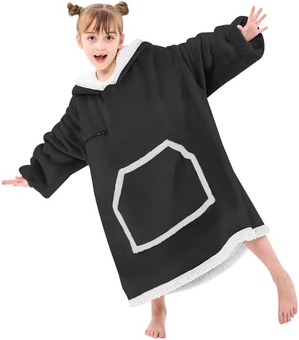 IFNOW Wearable Blanket Hoodie For Kids, Blanket Hoodie For Kids With Hood And Pockets, Girls Oversized Blankets Gift for Boys