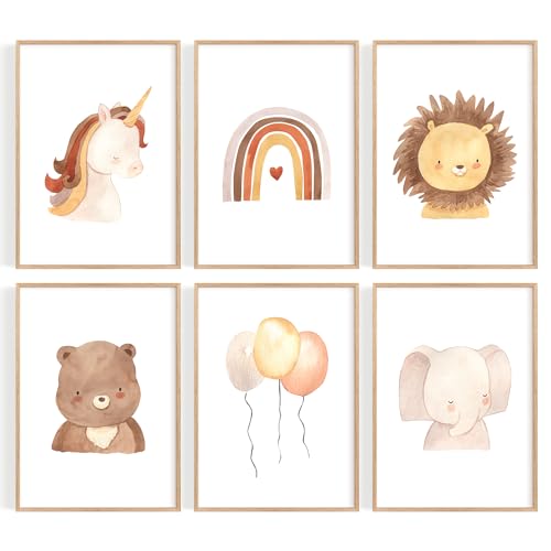 Láminas Decorativas Infantiles | Cuadros Decoración Dormitorio Bebé, Niño y Niña Sin Marcos | Estimulación Creativa y Visual Infantil | Set de 6 Láminas 30x40cm