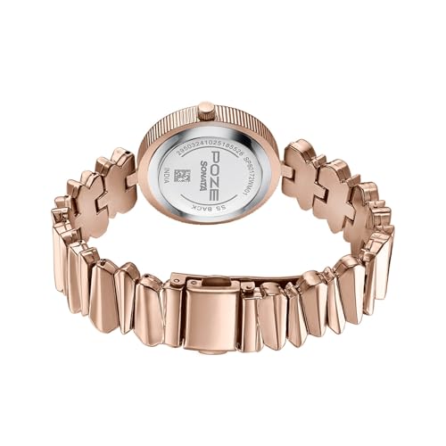 Image of Sonata Poze 8 Quartz Analog with Pink Dial IP Rose Gold Alloy Strap Watch for Women - SP80172WM01W