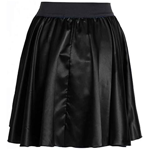 Short Skirts Swing Skirt Satin Casual wear Ratro Skater Skirt Short Skirts S70 Black Cover