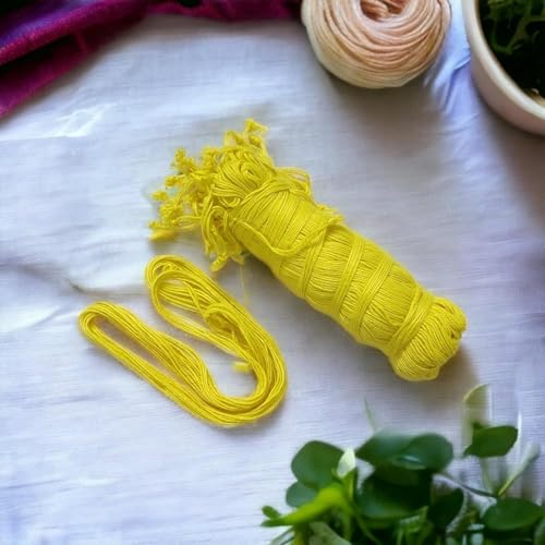 Image of Janeu Sacred Thread for Men (10 Pieces) | Pure Cotton Yajnopavita | Brahmin Janeu Dhaga for Pooja, Upanayan Sanskar Strong & Traditional White Thread (Yellow)