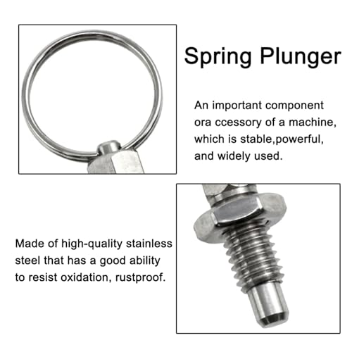 2 Stück Rastbolzen mit Zugring, Edelstahl-Federstößel, einziehbarer Sicherungsstift für Elektrogeräte(M8)
