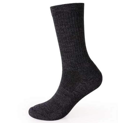 Image of EnerWear 4 Pack Women's Merino Wool Outdoor Hiking Trail Crew Sock (US, Numeric, 9, 11, Regular, Regular, Black /Dark Gray /Multi)
