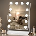 Hollywood Vanity Mirror - LED Lighted Makeup Mirror with 12 Dimmable Bulbs for Dressing Room & Bedroom, 360° Rotation, 3 Color Lighting Modes, Touch Control, Smart Memory, Gift for Women and Girls