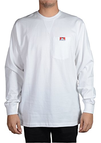 Ben Davis Davis Men's Heavy Duty Long Sleeve Pocket T-Shirt (White, Large)