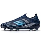ZIXCPLAZ Laceless Synthetic Performance Firm Ground Soccer Cleats Professional High Speed Athletic Football Boots for Men Precision Control Lightweight Breathable Field Shoes (8.5,Blue)