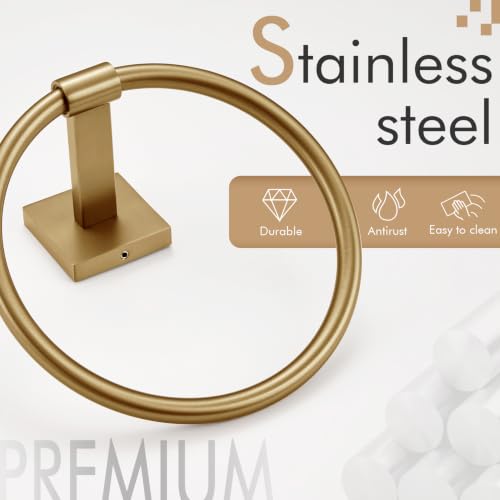 Image of KOKOSIRI Hand Towel Holder Wall Mounted Towel Ring Bathroom Accessories Shower Towel Hanger Rack Stainless Steel Champagne Bronze, B3010CPG