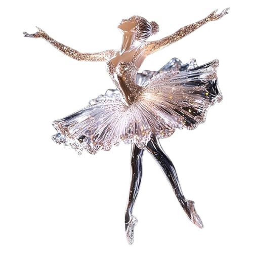 Enfeite de bailarina brilhante de acrílico transparente, decoração de Natal para pendurar com fita, decoração de bailarinas bailarinas, presente exclusivo para os amantes da dança do ballet (8 x 8 cm)