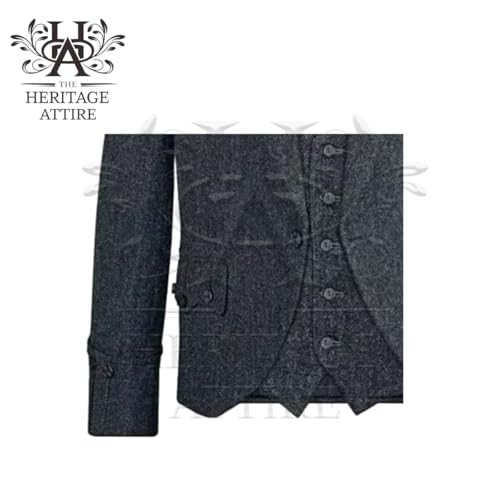 Scottish Handmade Gray Tweed Argyle Kilt Jacket with 5 Button Vest | Wool Argyll Jacket2