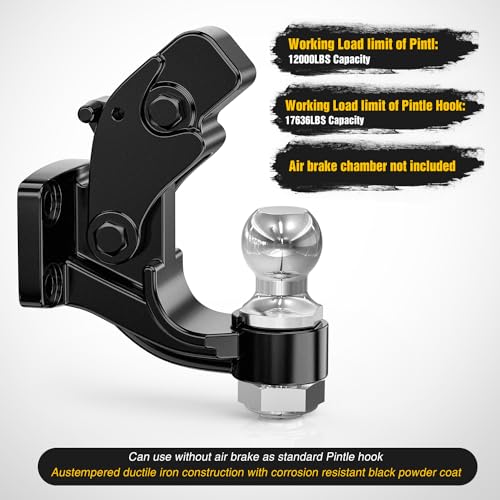 Image of Nilight Pintle Hook Trailer Hitches Receiver Hook Combination 2 inch Hitch Ball with Mounting Kit, 12000LBS Black Bolt On Adjustable Powder-Coated