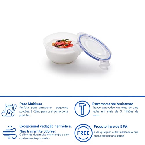 Kit Jogo 4 potes hermético redondo porta papinha bebê sem BPA freezer micro ondas Lock&Lock 250mL