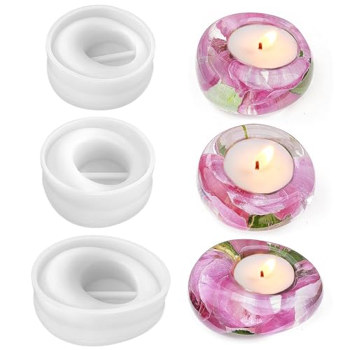 3er Set irregulär Teelichthalter Silikonformen Epoxidharz Gießformen für Kerzenhalter DIY teelichthalter harzform Vielseitig für Kunstharz Kerzen und Seifen Ideal für Heimdekoration und Geschenke