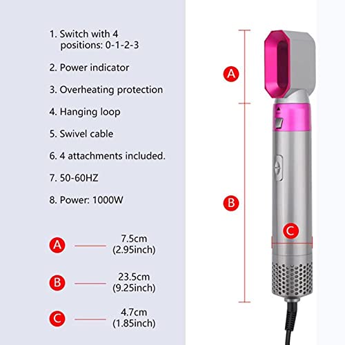 5 em 1 Secador de Cabelo, Escova de ar Quente Modelador de íon Negativo Alisador de Cabelo Volumizad