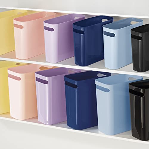 mDesign Plastic Slim Large 2.5 Gallon Trash Can Wastebasket, Classic Garbage Container Recycle Bin for Bathroom, Bedroom, Kitchen, Home Office, Outdoor Waste, Recycling - Aura Collection -( Light Blue, Pack of 1)