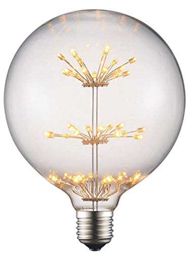 Bulbright Starry G125 3W LED Ampoule de Filament Forme classique sphérique,220V E27 Culot, Blanc Chaud 2200K, Angle de Faisceau 360°, Equivalent à 30 Watt,Surface imprimée aspect starry (G125)