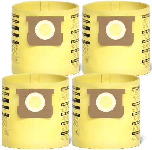 4 Pack 91964 Type D Shop Vac Bags, for 4 Gallon AllAround Plus Vacuums