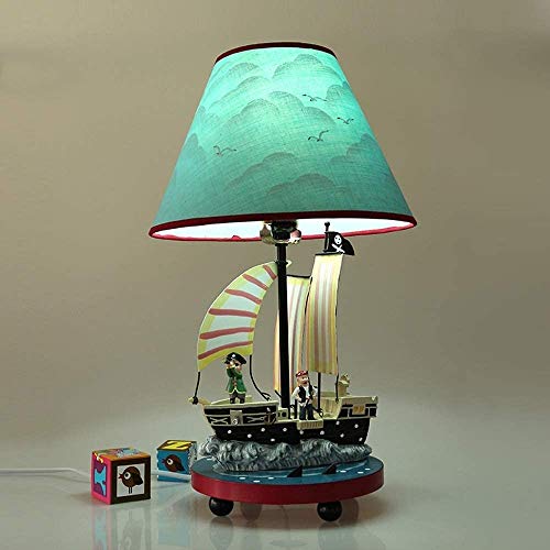 Lampe de bureau créative en forme de bateau pirate avec abat-jour décoratif pour table de chevet