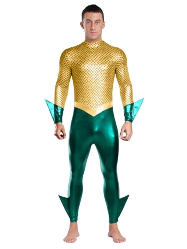 Combinaison intégrale écailles de poisson métallisé brillant costume Halloween