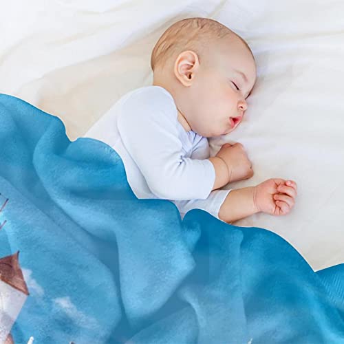 Couverture polaire microfibre Mer Égée 150x200 cm pour lit et canapé