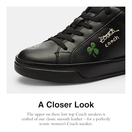 Coach Women's High Line Sneaker with Sketch Print, Charcoal/Black, 114