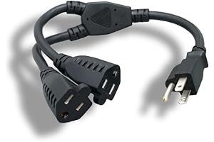 Kentek 2 Prong Splitter: Power Cord 3 Prong Extension Y Splitter