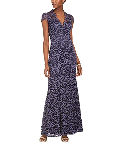 Eliza J Womens Navy Cap Sleeve Full-Length Sheath Evening Dress Juniors Size: 8