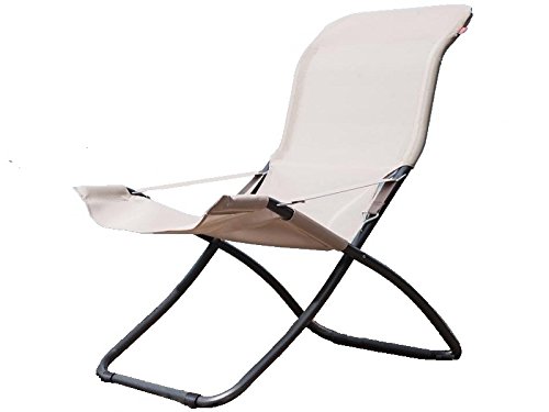 Fiesta deck chair steel anthracite frame and canvas seat with ecrù padded
