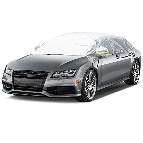 Image of EcoNour Car Windshield Snow and Frost Cover | Water-Resistant, Windproof, Dustproof | All Weather Car Front Cover | Ideal Half Exterior Sunroof Cover Protects Your Windshield and Roof (Sedan 3XL)