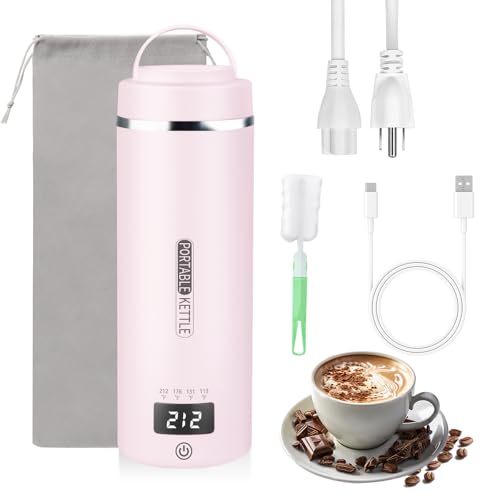 Travel Kettle Portable Electric Kettle with Plug-in Boiling & Keeps ...