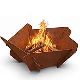 Decoroca Corten Steel Fire Pit - Outdoor Wood Burning Pit for Backyard Patio, Garden & Terrace, Durable & Weather-Resistant, Ideal for Family Gatherings & Parties