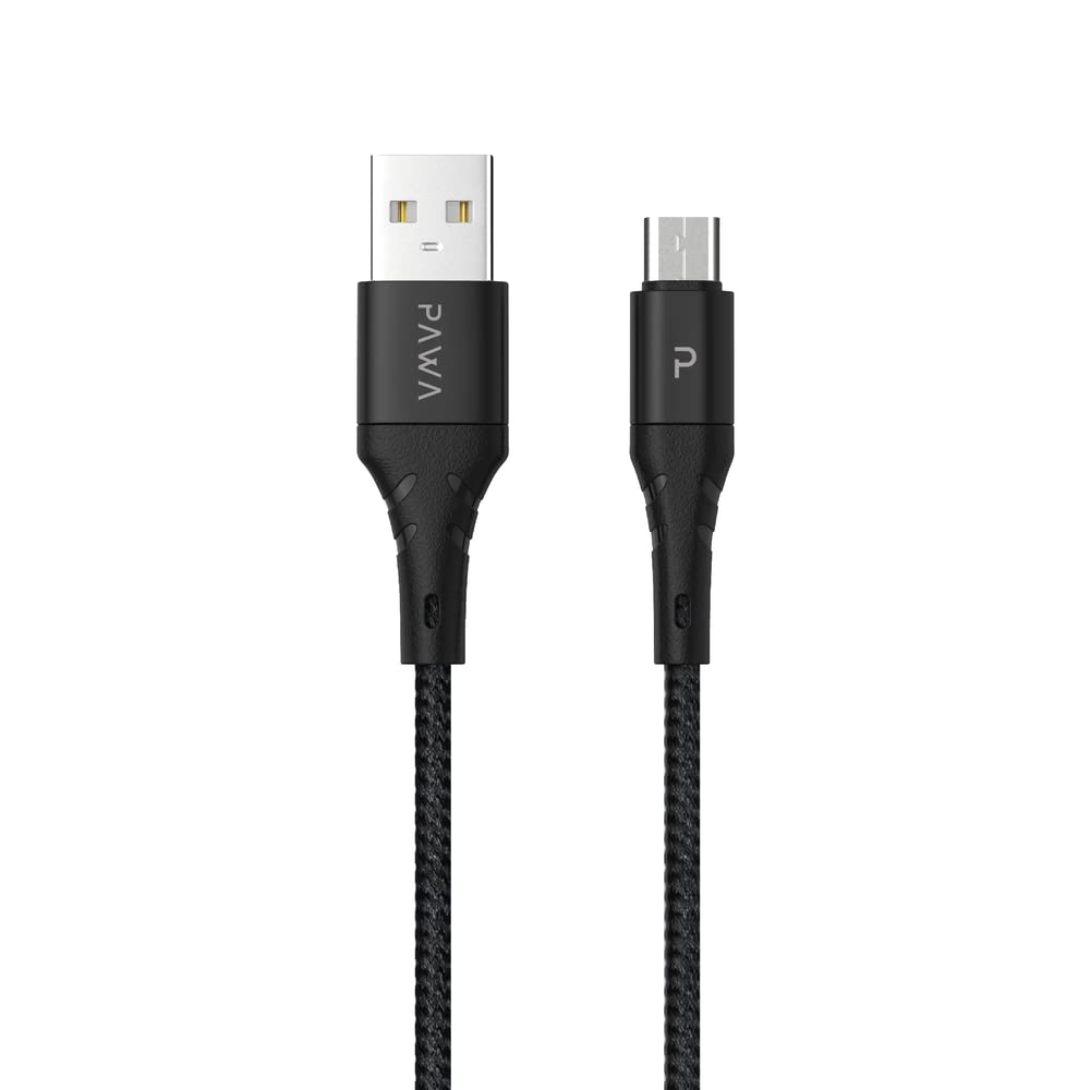 Nylon Braided 2.4A Data & Quick Charging Micro Cable 1.2m/4ft; Compatible with Galaxy S7, S6, Note, LG, Nexus, Nokia, Nokia Lumia, LG, HTC, PlayStation 4, etc. - Black