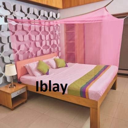 Image of Machardani Net Single Bed King Size - 3x6.5 Ft Mosquito Netting for Bed (Pink)