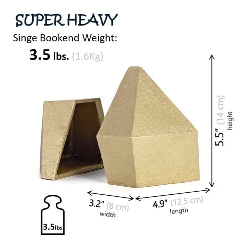 Ambipolar Decorative Gold Cast Iron Bookends, Home Decorative Bookends for Heavy Books, Abstract Bookends for Bookshelves, Office Desk, Living Room Decor - Image 4