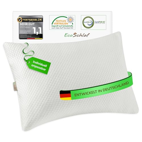 EcoSchlaf® Airflow Kopfkissen – Orthopädisches Kissen – Seitenschläferkissen Nackenkissen aus Memory Foam – Ergonomisches Nackenstützkissen...