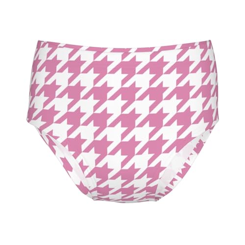 Pink Houndstooth Girls' Underwear Soft Cotton Little Girls Panties Comfort Briefs
