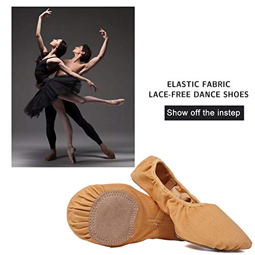JUODVMP Stretch Canvas Ballet Shoes for Girls/Toddlers/Kids/Women Ballet Slippers Ballet Flats Yoga Dance Shoes,Model TJBL 6
