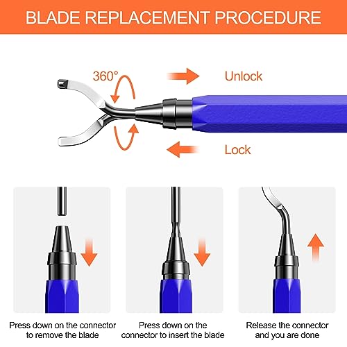 Frevoitna Entgrater Werkzeug Universal, 360° Rotierender Entgrater Metall, Handentgrater mit 10 Stück Ersatzklingen, Deburring Tool, Klinge Schneidwerkzeug für 3D Drucker, Kunststoff, Aluminium