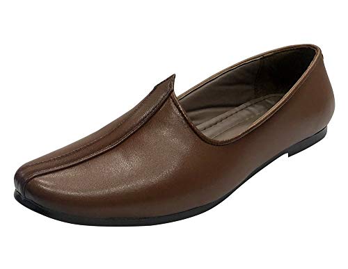 Step n Style Jalsa Shoes,Mens Shoes,Punjabi mojaris,peshawari Shoes,Khussa Traditional Indian Footwear Ethnic Authentic Footwear,Wedding Slip ons,Slippers,Loafers Tan