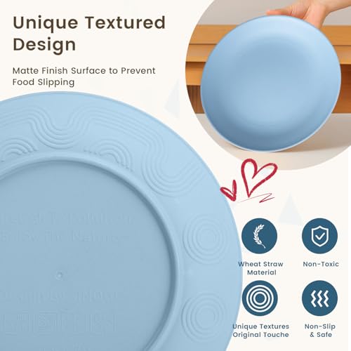 Image of Homienly Premium Dinnerwave Sets, Lightweight & Unbreakable Wheat Straw Dish Set - Plates and Bowls Set with Cups, 16 PCS Microwave and Dishwasher Safe Dinnerware Set - Multi Light