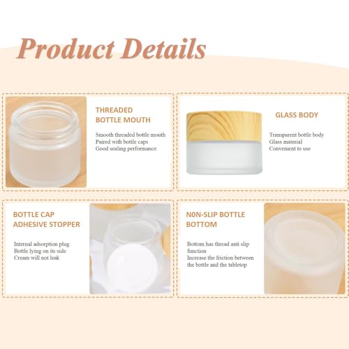 8Packs Frosted Glass Jar with Lids Empty Frosted Cream Jars Bottle Vials Refillable Cosmetic Containers Jar Pot Sample Jars Containers for Lotion Lip Balm Eye Cream(8pcs,5g)3
