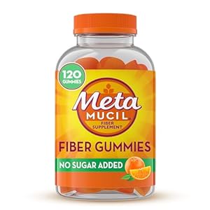 Metamucil Fiber Gummies for Adults, No Sugar Added Orange Flavor, 5g Prebiotic Plant Based Fiber Supplement Blend, 120 Count