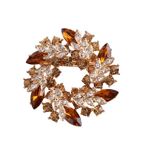 Image of Colorful Rhinestone Crystal Sunflower Brooch Pin for Women Dress Hat Decoration