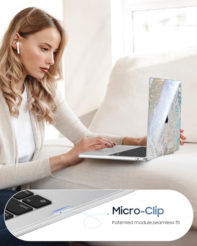 Image of Fintie Case for MacBook Air 13.6 A3449 /A3240 /A3113 /A2681, Garden-Clear | 2022-2026, M2 /M3 /M4 /M5, Snap-On Shell Cover, Full Port Access, Easy On /Off, Lightweight
