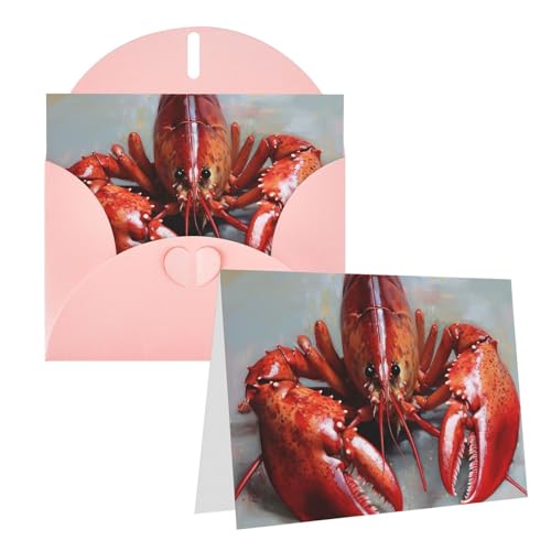 QMNEHJ グリーティングカード サンキューカード 封筒付き ブランクノートカード 4x6インチ バースデーカード ロブスター ウェディングカード お悔やみカード おもしろい 思考カード あらゆる機会に